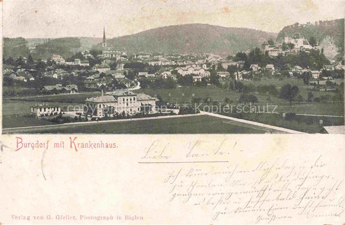 BURGDORF BE Teilansicht mit Krankenhaus