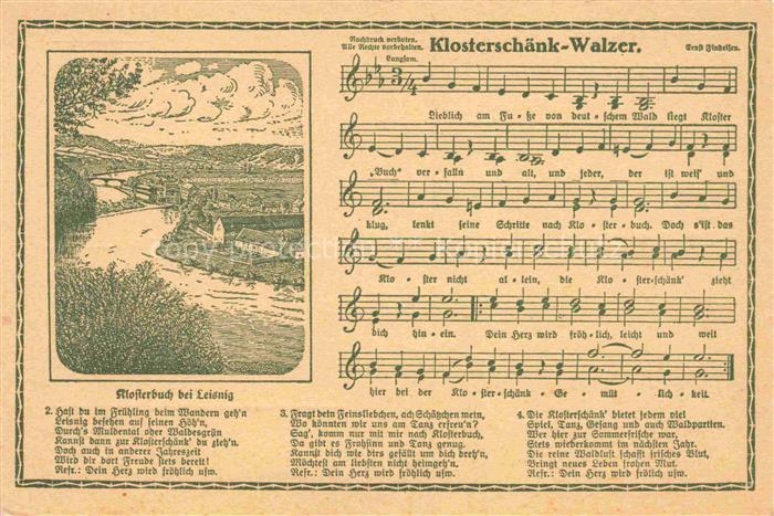 Klosterbuch LEISNIG Sachsen Panorama Kuenstlerkarte Klosterschaenke-Walzer Noten
