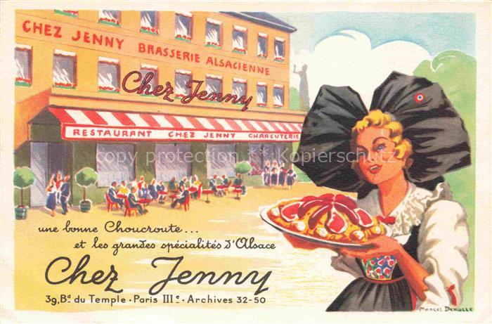PARIS 75 Chez Jenny Brasserie Alsacienne Costumes Kuenstlerkarte
