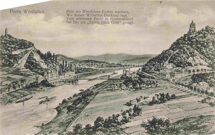 PORTA WESTFALICA NRW Panorama Kaiser-Wilhelm-Denkmal Kuenstlerkarte
