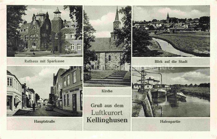 Kellinghusen Rathaus Sparkasse Kirche Partie am Bach Hauptstrasse Hafen