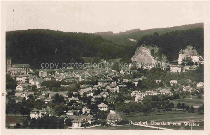 BURGDORF BE Panorama Oberstadt Blick von Westen Militaerpost