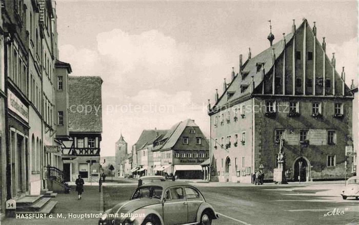Hassfurt Main Bayern Hauptstrasse mit Rathaus