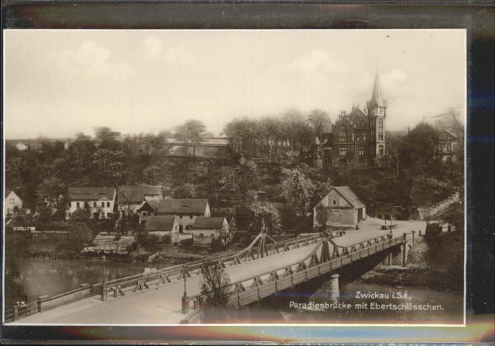 Zwickau Sachsen Paradiesbrücke mit Ebertschlösschen