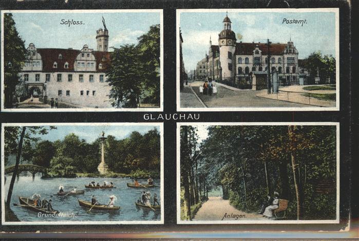 Glauchau Postamt Schloss Gründelteich