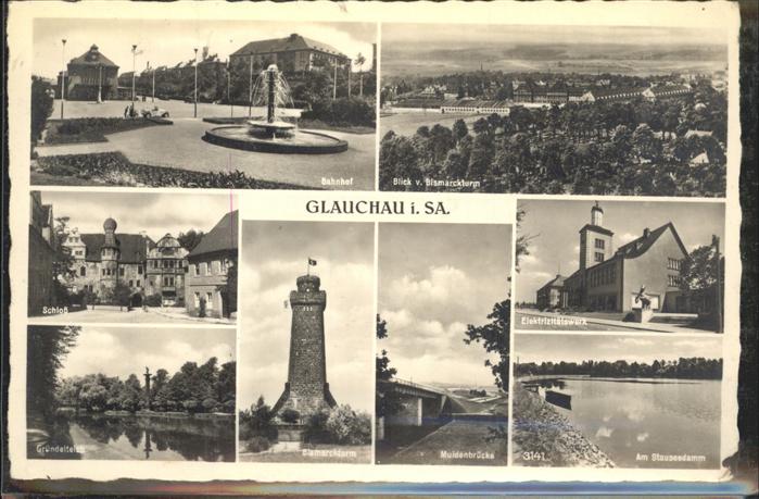Glauchau Schloss Bismarckdenkmal Gründelteich