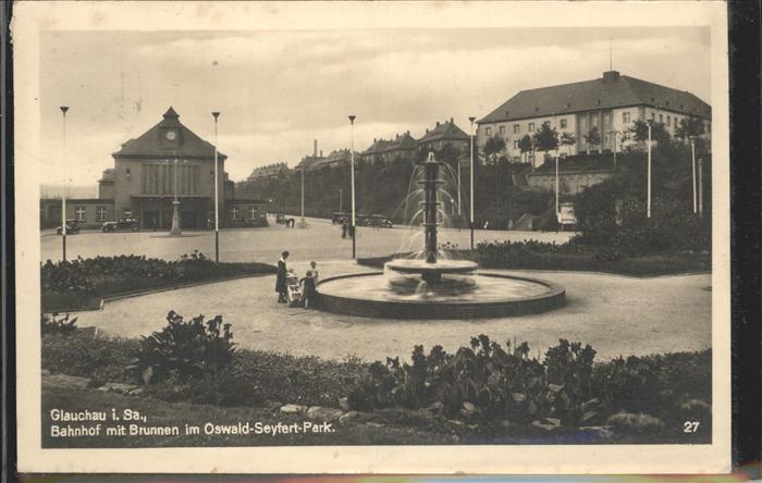 Glauchau Bahnhof Brunnen Oswald Seyfert-Park