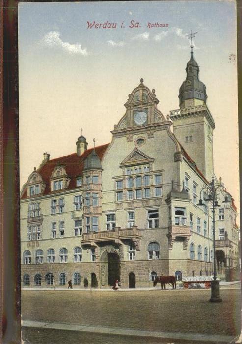 Werdau Sachsen Rathaus Pferdewagen