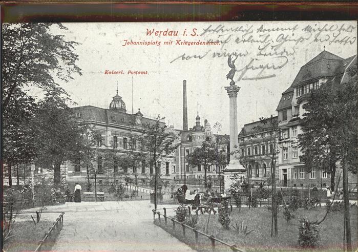 Werdau Sachsen Johannisplatz mit Kriegerdenkmal