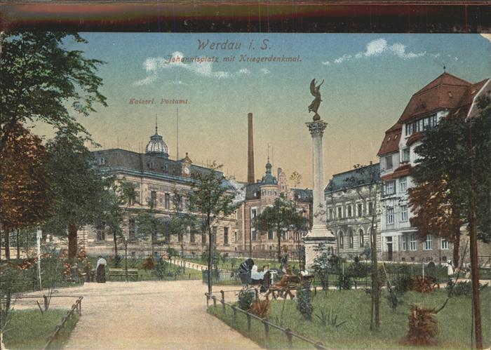 Werdau Sachsen Johannisplatz mit Kriegerdenkmal
