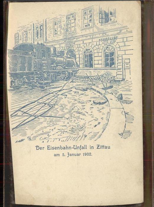 Zittau Künstlerkarte Der Eisenbahn-Unfall 5.1.