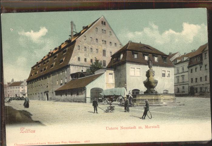 Zittau Untere Neustadt mit Marstall Brunnen