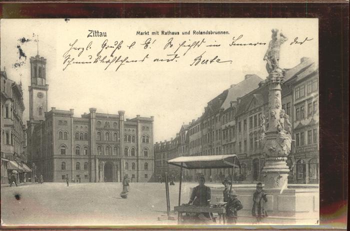 Zittau Markt Rathaus Rolandsbrunnen