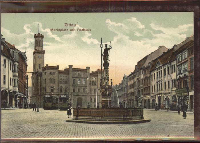 Zittau Marktplatz Rathaus Brunnen