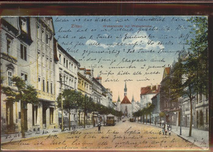 Zittau Weberstr. Weberkirche Strassenbahn