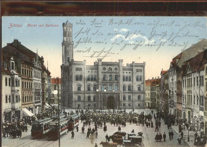 Zittau Markt Rathaus Strassenbahn