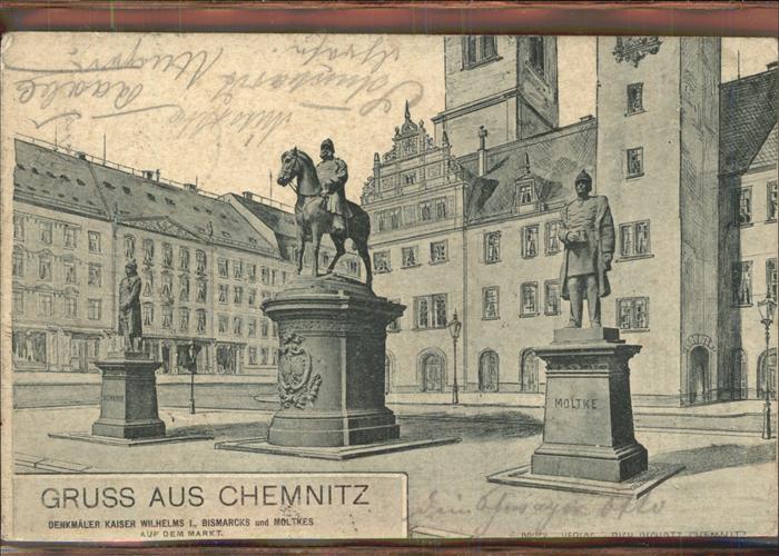 CHEMNITZ Sachsen Denkmaeler Wihelms I. Bismarck Moltkes