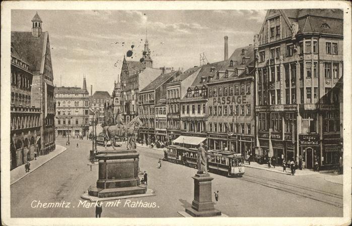 CHEMNITZ Sachsen Markt Rathaus Strassenbahn