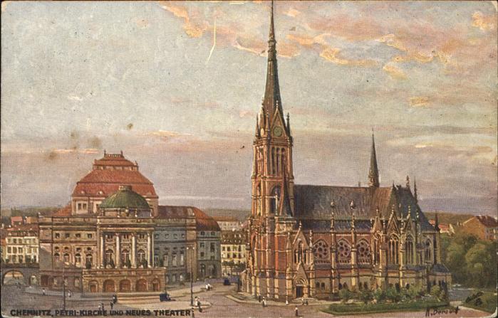 CHEMNITZ Sachsen Kuenstlerkarte Petrikirceh Neues Theater