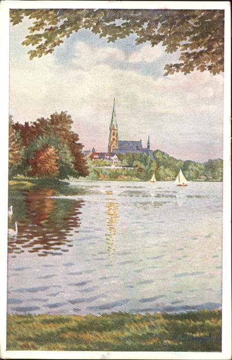 CHEMNITZ Sachsen Schlossteich Kuenstlerkarte Baumgaertel