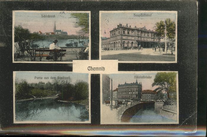 CHEMNITZ Sachsen Nikolaibruecke Hauptbahnhof Schlossteich