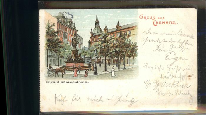 CHEMNITZ Sachsen Rossmarkt Saxoniabrunnen