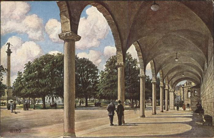 Verlag Wiedemann WIRO Nr. 2697 C Stuttgart Kunstgebäude Säulengan