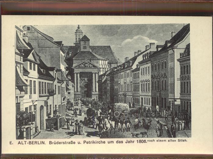 BERLIN  CITY Bruederstr. Petrikirche 1806 alter Stich