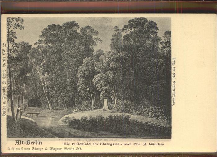 BERLIN  CITY Luiseninsel Thiergarten Kuenstlerkarte Chr. A. Guenther