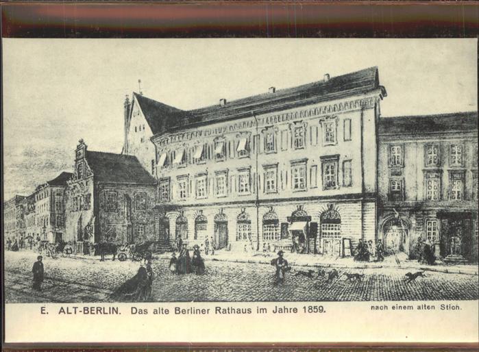 BERLIN  CITY Rathaus 1859 alter Stich Kuenstlerkarte
