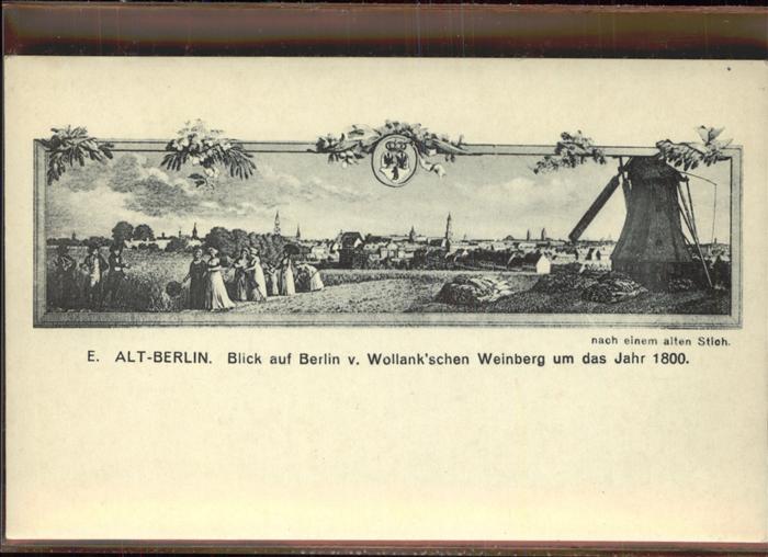 BERLIN  CITY Wllankschen Weinberg 1800 alter Stich