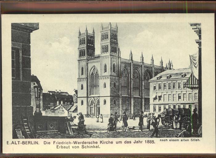 BERLIN  CITY Friedrich-Werdersche Kirche 1835 alter Stich