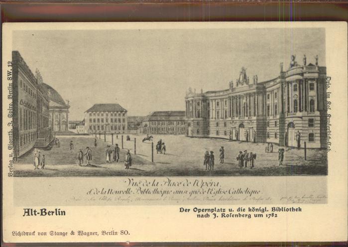 BERLIN  CITY Opernplatz Kuenstlerkarte J. Rosenberg Bibliothek