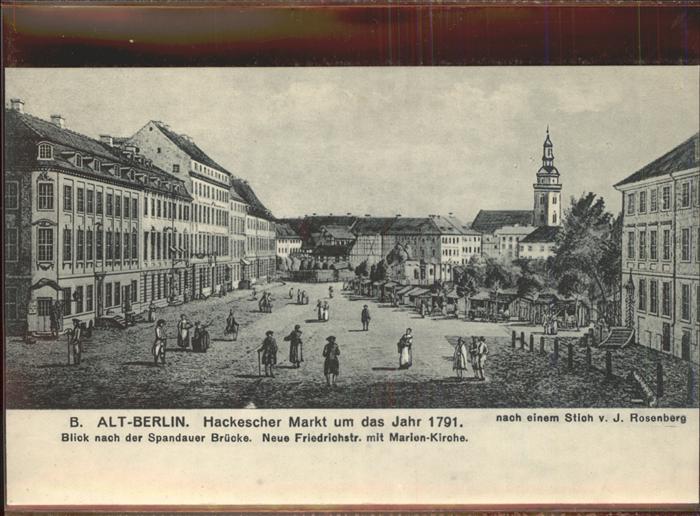 BERLIN  CITY Stich J. Rosenberg Kuenstlerkarte Hackescher Markt 1791