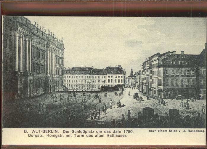 BERLIN  CITY Schlossplatz Stich Kuenstlerkarte Burgstr. Rathaus