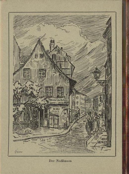 BERLIN  CITY Der Nussbaum Kuenstlerkarte Zeichnung