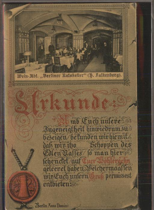 BERLIN  CITY Ratskeller Urkunde