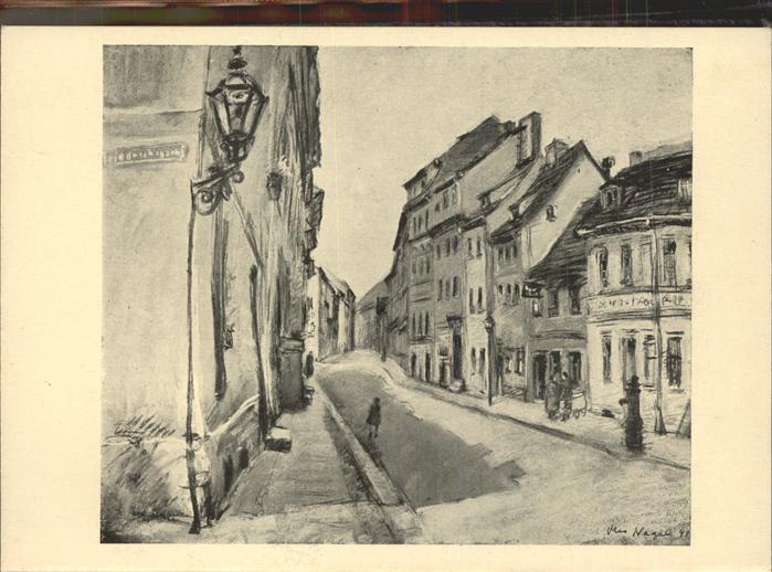 BERLIN  CITY Kuenstlerkarte Zeichnung Petristrasse