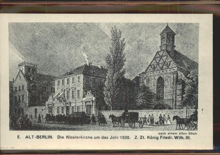 BERLIN  CITY Klosterkirche um 1838