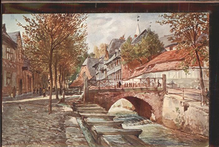 BERLIN  CITY Am Stadtgraben nach Aquarell von Prof. Alb. Hertel