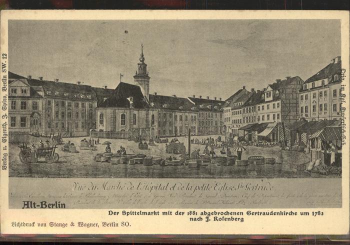 BERLIN  CITY Spittelmarkt Gertraudenkirche 1783