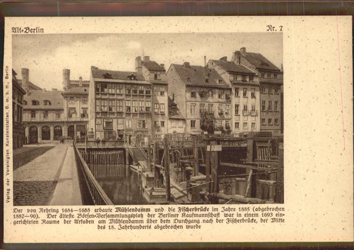 BERLIN  CITY Muehlendamm Fischerbruecke um 1885
