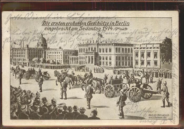 Berlin Sedantag 1914 erste eroberte Geschütze