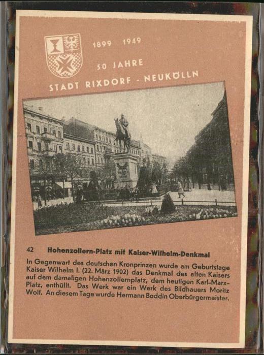 Rixdorf Berlin Hohenzollern-Platz Kaiser-Wilhelm-Denkm