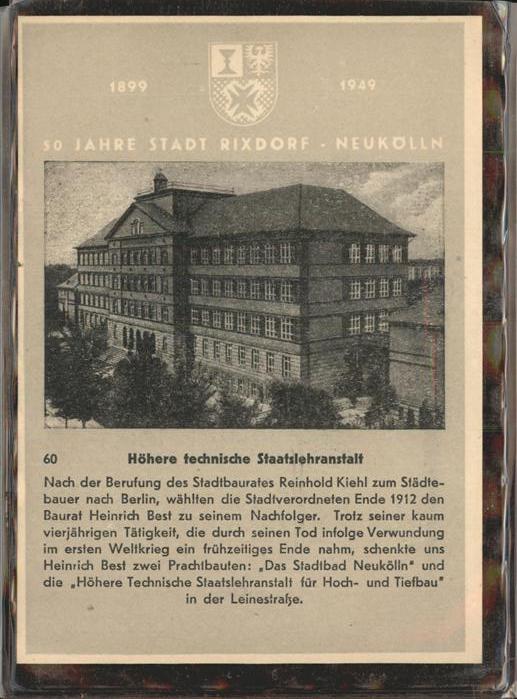 Rixdorf Berlin Höhere technische Staatslehranstalt