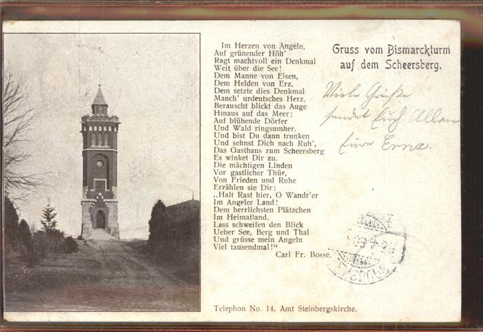 Scheersberg Bismarckturm Gedicht Carl Fr. Bosse