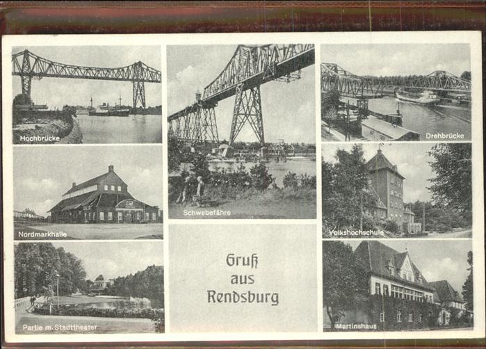 Rendsburg Schleswig-Holstein Hochbruecke Schwebebahn Drehbbruecke Volkshochschul