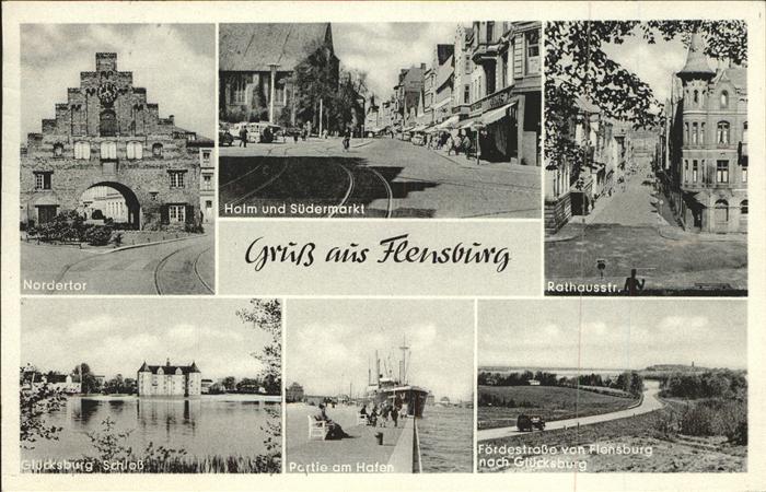 Flensburg Nordertor Holm Suedermarkt Hafen Schloss