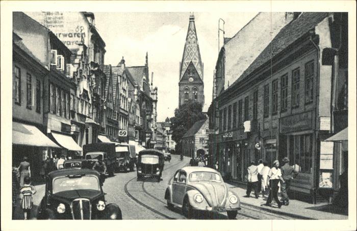 Flensburg Grosserstrasse Marienkirche Autos Lastw
