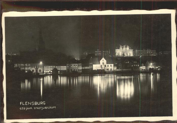 Flensburg 650 Jahre Stadt bei Nacht